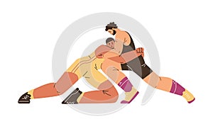 Intense wrestling takedown vector illustration