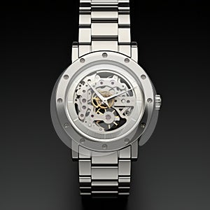 Intensely Detailed Silver Skeleton Rnr Watch With Realistic Vray Tracing