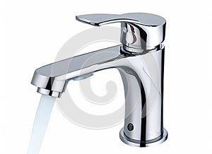 The intensity of the high-pressure faucet is isolated on white background.