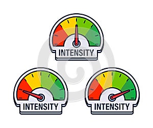 Intensity Level Gauges Vector Illustration for Performance, Workout, or Emotional State Monitoring