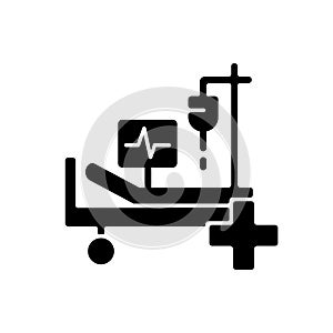 Intensive care black glyph icon