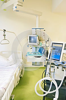 Intensive care unit with monitors