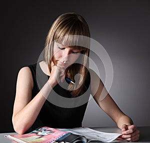 Intent schoolgirl