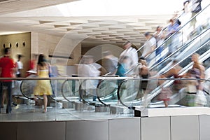 Intentional blurred image of people in shopping center