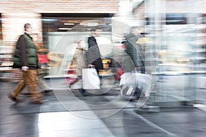 Intentional Blurred Image of People in Shopping Center
