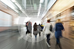 Intentional blurred image of people in shopping center