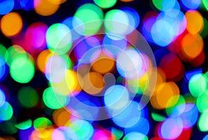 intentionally blurred background of many colorful lights of many colors yellow orange blue green ideal as a hyptonic background