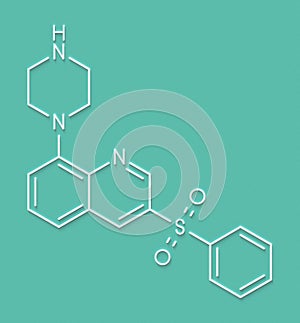 Intepirdine Alzheimer`s disease drug molecule. Skeletal formula.