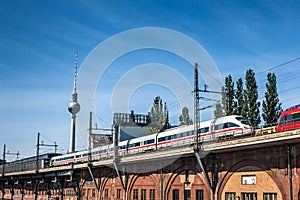 Inter City Train on a bridge in Berlin