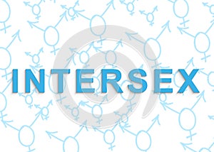 Inter sex text with transgender symbols on the background