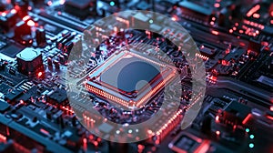 Interact with AI artificial intelligence brain processor in concept of AI artificial intelligence engineering, big data