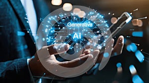 Interact with AI artificial intelligence brain processor generative AI LLMs