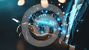 Interact with AI artificial intelligence brain processor generative AI LLMs