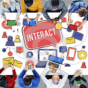 Interact Communicate Connect Social Media Social Networking Concept