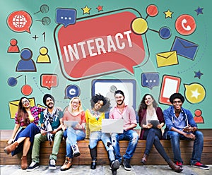 Interact Communicate Connect Social Media Social Networking Concept