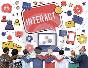 Interact Communicate Connect Social Media Social Networking Concept photo