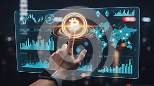 Interacting with global cryptocurrency data on a futuristic interface