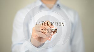 Interaction Design , Man writing on transparent screen