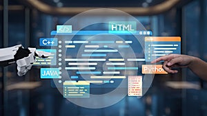 Interaction Between Human and Robot in Software Programming with Coding Language Interface on Digital Screen Display in