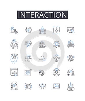 Interaction line icons collection. Communication, Collaboration, Connection, Engagement, Participation, Cooperation