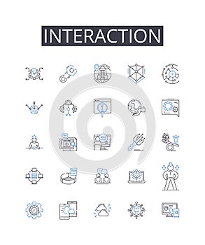 Interaction line icons collection. Communication, Collaboration, Connection, Engagement, Participation, Cooperation