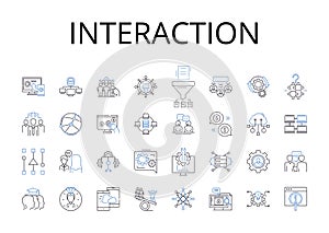 Interaction line icons collection. Communication, Collaboration, Connection, Engagement, Participation, Cooperation