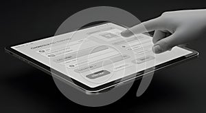 Hand Interacting with Digital Tablet Interface