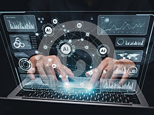 Interactive ai network on laptop screen