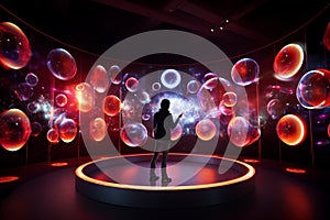 Interactive art installations inspired by quantum phenomena, Art gallery featuring quantum-inspired exhibits