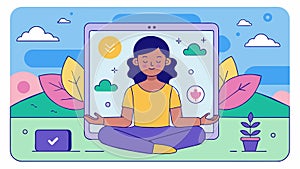 An interactive coloring book app that incorporates mindfulness exercises and prompts for selfreflection.. Vector photo