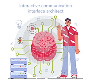 Interactive communication concept. Artificial intelligence identify human