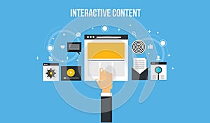 Interactive content - audience experience. Content marketing banner.