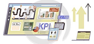 Interactive Dashboard Displaying KPI Metrics, Data Analytics, and Business Growth Visualization