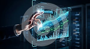 Interactive Data Analysis Futuristic Screen Interface for Business Intelligence