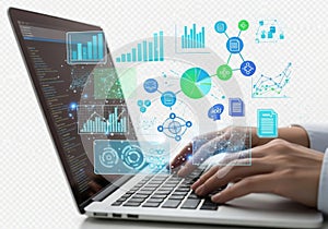 Interactive data analysis on a laptop screen