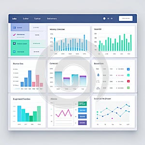 Interactive data dashboard with multiple charts and graphs displaying key performance indicators