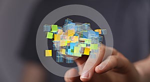 Abstract image of colorful 3D cubes, representing data visualization and digital technology