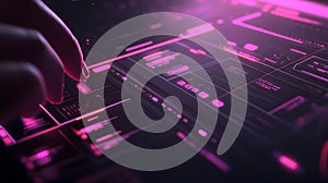 Interactive digital interface with glowing elements