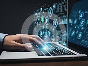 Interactive digital interface on laptop