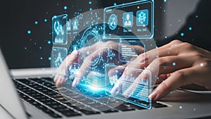 Interactive digital interface on laptop