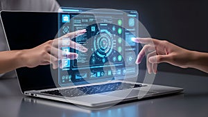 Interactive digital interface on laptop screen