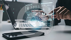 Interactive digital interface on laptop screen