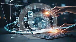 Interactive digital interface on laptop screen