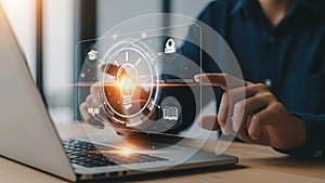 Interactive digital interface on laptop screen