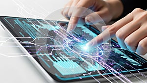 Interactive digital network interface on tablet device