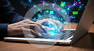 Interactive digital network on laptop