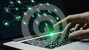 Interactive digital network security interface on laptop