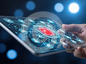 Interactive digital network security interface on tablet