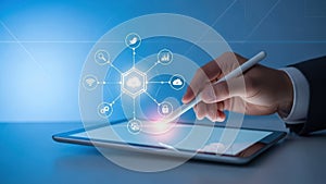 Interactive digital network security interface on tablet