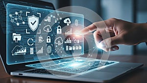 Interactive digital security interface on laptop screen